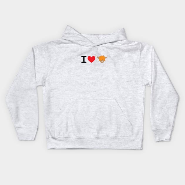 I love Highland cow -ginger cow - red heart Kids Hoodie by ayelandco